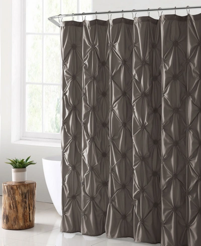 Vcny Home Floral Burst Solid Technique 72" X 72" Shower Curtain Bedding In Taupe