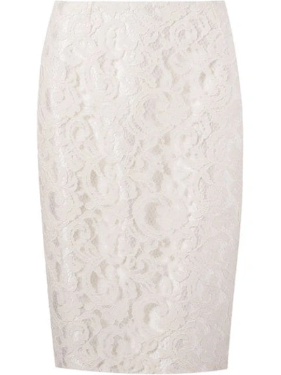 Martha Medeiros Marescot Lace Pencil Skirt In White