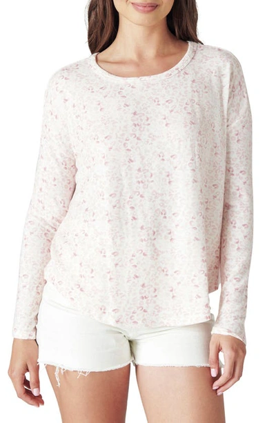 Lucky Brand Long Sleeve Cloud Jersey Top In Pink Animal Print