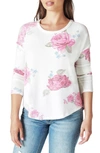 Lucky Brand Long Sleeve Cloud Jersey Top In Pink Floral Print