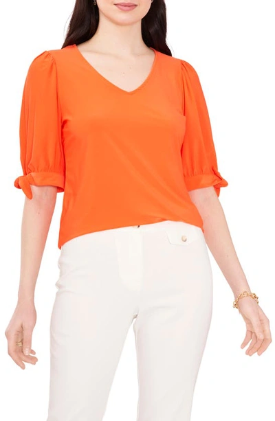 Chaus V-neck Tie Sleeve Blouse In Orange