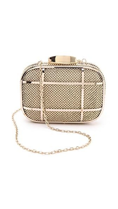 Whiting & Davis Cage Minaudiere Clutch In Gold