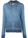 321 Washed Effect Zipped Hoodie In Blue