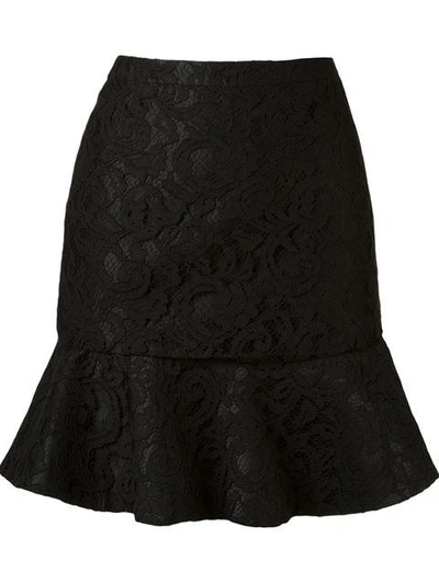Martha Medeiros Ruffled Hem 'marescot' Lace Skirt In Black