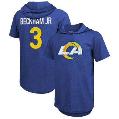 Majestic Threads Odell Beckham Jr. Royal Los Angeles Rams Player Name & Number Tri-blend Hoodie T-sh