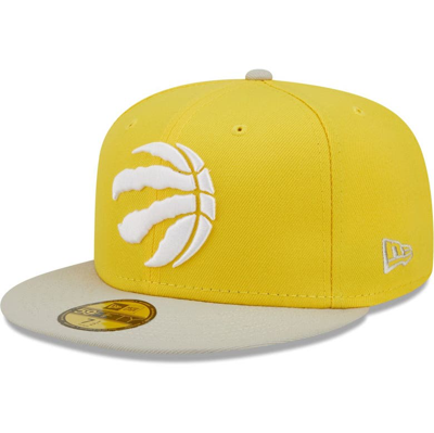 New Era Men's  Yellow, Gray Toronto Raptors Color Pack 59fifty Fitted Hat In Yellow,gray