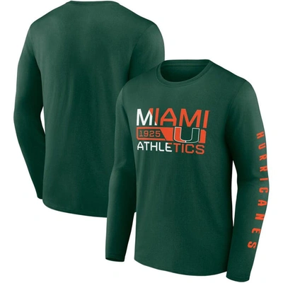 Fanatics Branded Green Miami Hurricanes Broad Jump 2-hit Long Sleeve T-shirt