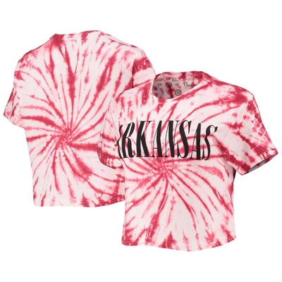 Pressbox Cardinal Arkansas Razorbacks Showtime Tie-dye Crop T-shirt