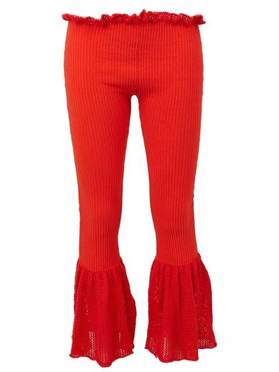 Helen Lawrence Knitted Flared Trousers In Red