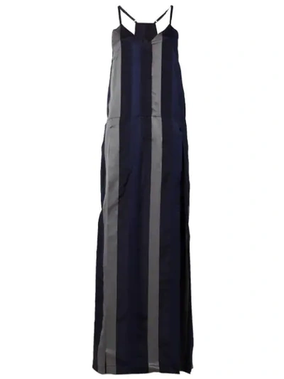 Ilaria Nistri Striped Long Slip Dress In Black