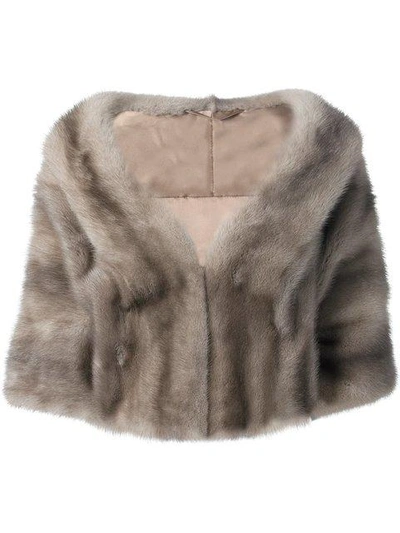 Liska Cropped Mink Fur Coat - Neutrals