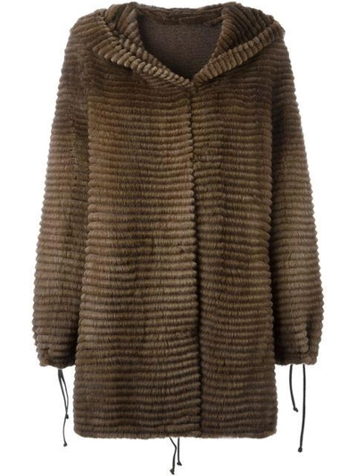 Liska Cashmere Hooded Coat - Brown