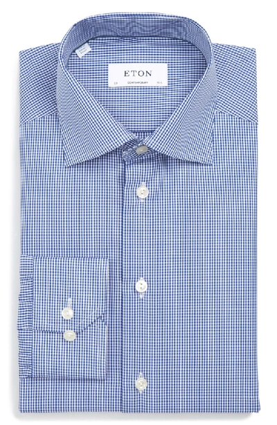 Eton Of Sweden Contemporary Fit Fine Gingham Check Dress Shirt In Navy