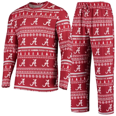 Concepts Sport Crimson Alabama Crimson Tide Ugly Sweater Knit Long Sleeve Top And Pant Set