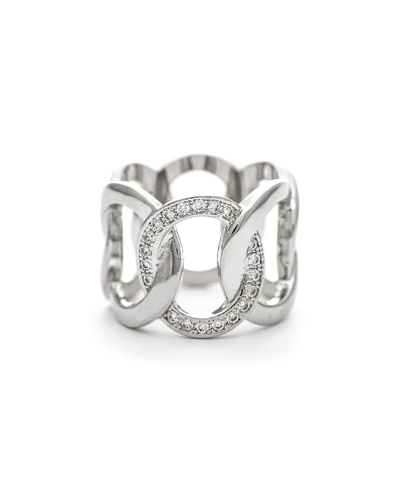 Rivka Friedman White Rhodium Interlaced Circle With Cubic Zirconia Accent Band Ring In Grey