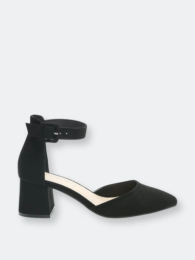 London Rag Low Heel Ankle Strap Block Sandal In Black