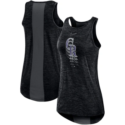 Nike Black Colorado Rockies Logo Fade High Neck Performance Tank Top