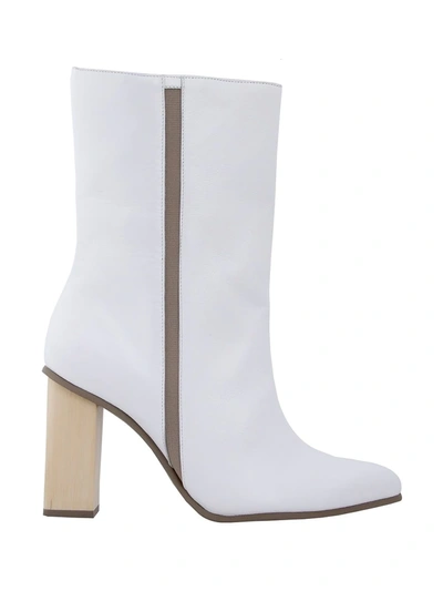 Studio Chofakian Chunky Heel Boots In White