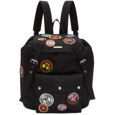 Saint Laurent Noe Backpack With Multicoloured Patches In Black