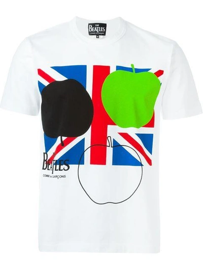 Comme Des Garçons Union Jack Print T-shirt In White