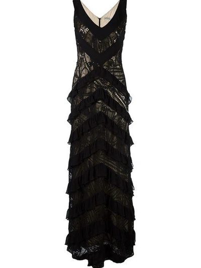 Martha Medeiros Lace Applique Maxi Dress In Black