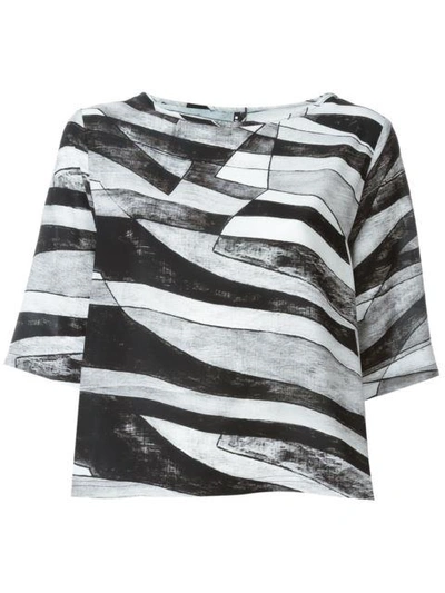 Minimarket Suffix Abstract-print Blouse In Black