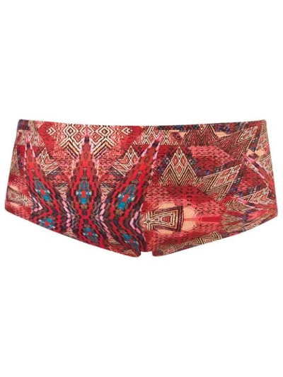 Lygia & Nanny Abstract Print Swim Trunks In Red