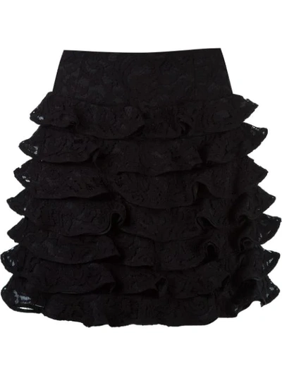 Martha Medeiros Ruffled Silk Skirt In Black