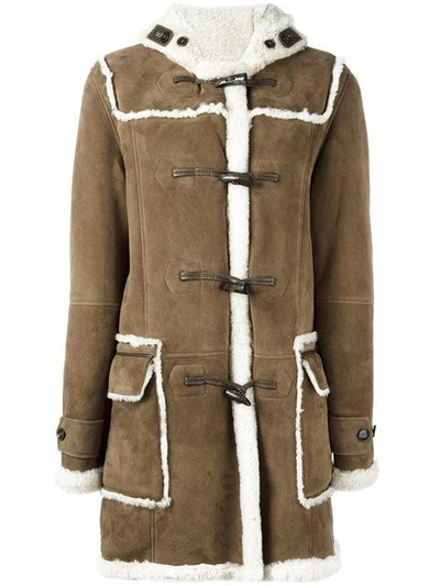 Liska Shearling Duffle Coat In Brown