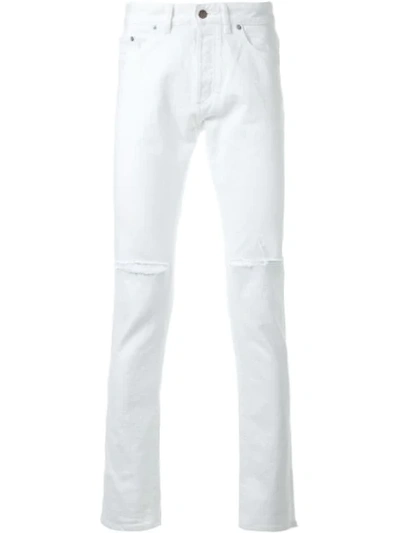 Hl Heddie Lovu Distressed Slim-fit Jeans In White