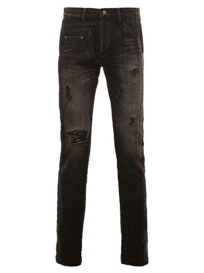 Miharayasuhiro Distressed Stonewash Skinny Jeans In Black