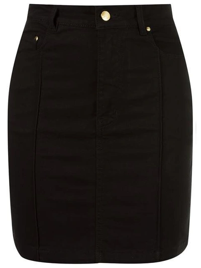 Amapô High Waist Fitted Denim Skirt In Black