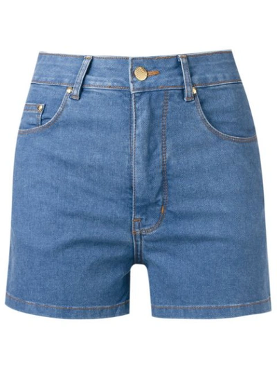 Amapô High Waist Denim Shorts In Blue