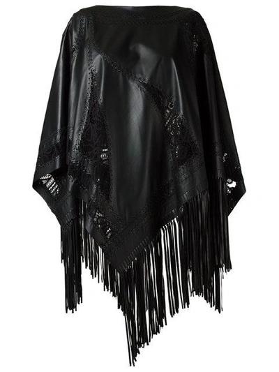 Martha Medeiros Fringed Poncho In Black