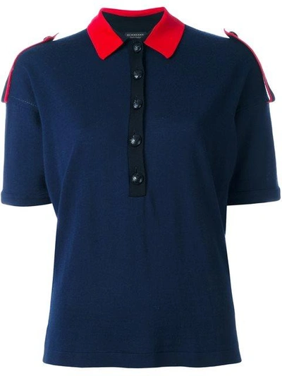 Burberry Prorsum Burberry Colour Block Knitted Polo - Blue