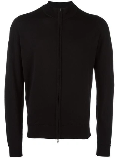 John Smedley High Neck Zipped Cardigan In Black