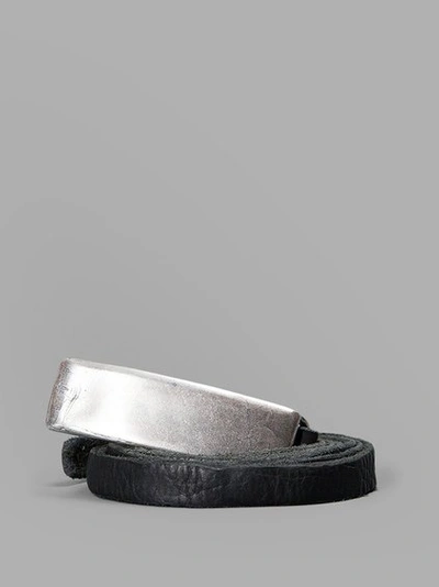 Goti Black Leather Belt With Silver Buckle In Thin Black Leather