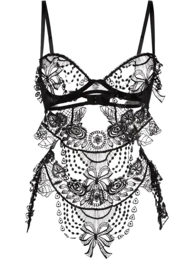 Belle Et Bon Bon Lace Panel Bodysuit In Black