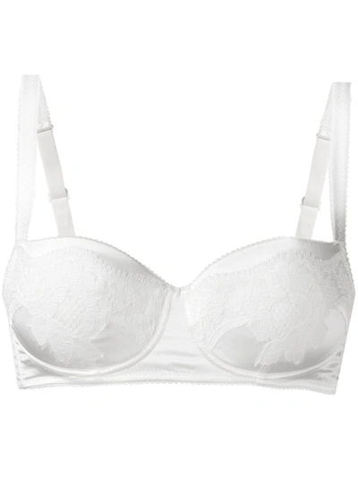 Dolce & Gabbana Lace Overlay Balconette Bra In White