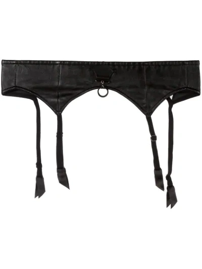 Folies By Renaud Faux Leather Suspender Belt In Black