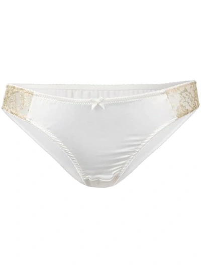 Gilda & Pearl Gina Lace Detailed Knickers In White ,metallic