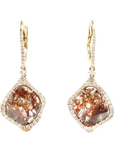 Saqqara Sliced Diamond Drop Earrings In Metallic