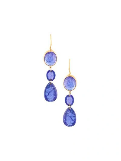 Marie Helene De Taillac Triple Stones Earrings - Blue
