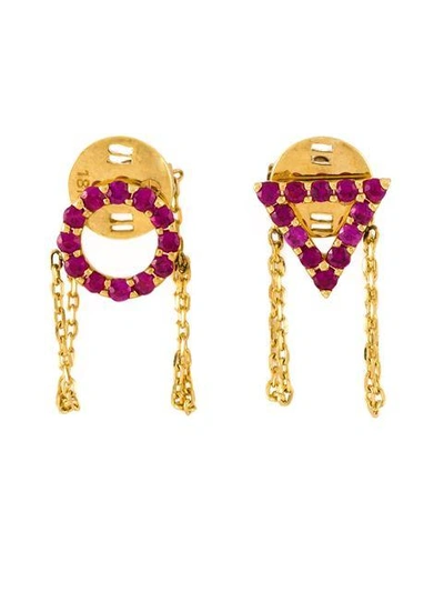 Gisele For Eshvi 'july' Ruby Earrings - Metallic