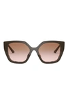Prada 52mm Butterfly Polarized Sunglasses In Brown/ Spotted Pink/ Brown G