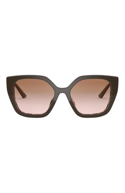 Prada 52mm Butterfly Polarized Sunglasses In Brown/ Spotted Pink/ Brown G