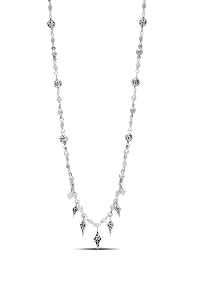 Lois Hill Classic Beaded Charm Necklace In Silver