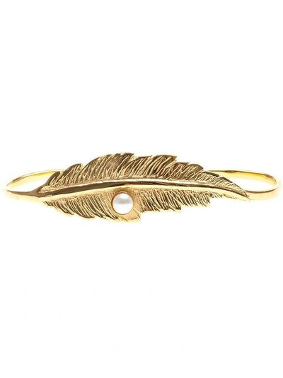 Leivankash Feather And Pearl Hand Bracelet