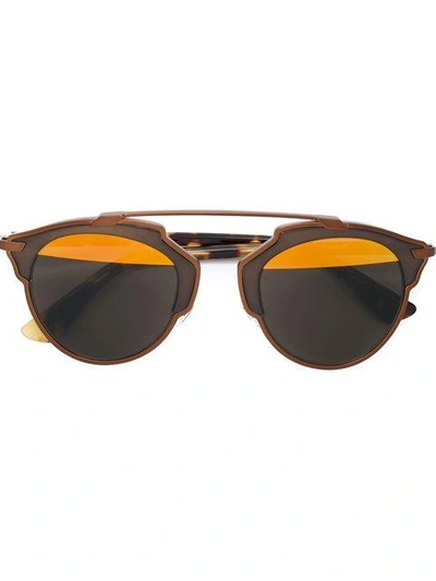 Dior Round Frame Sunglasses In Brown