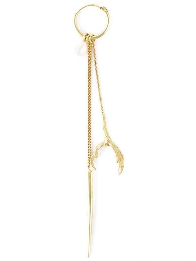 Wouters & Hendrix Gold 18kt Yellow Gold 'spike, Claw And Pearl' Earring